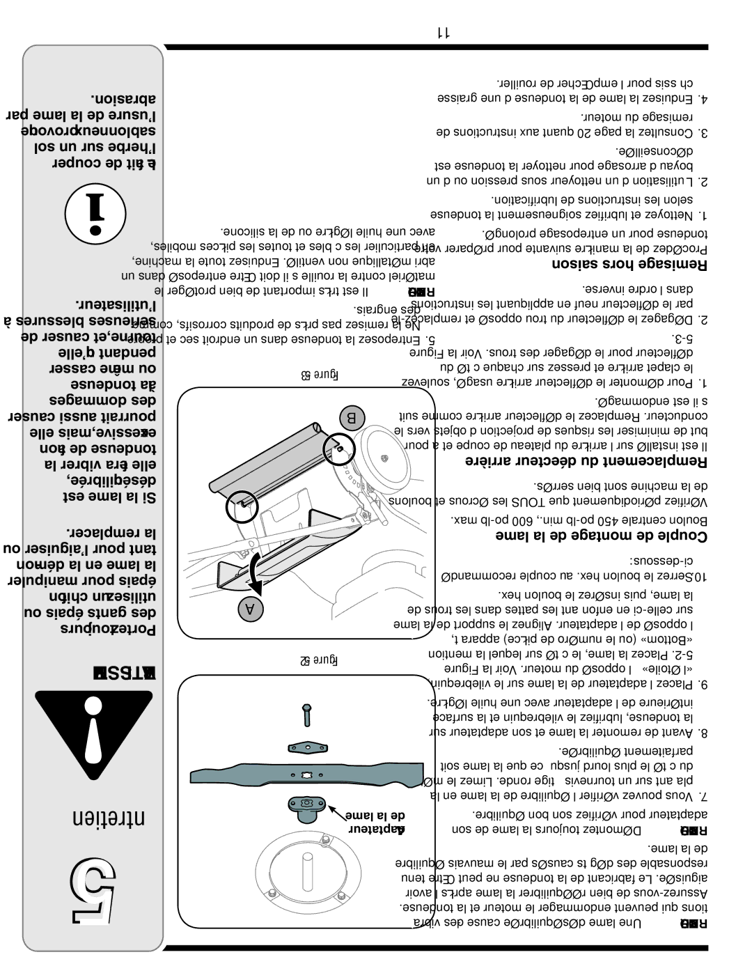 Bolens 18M warranty Entretien 