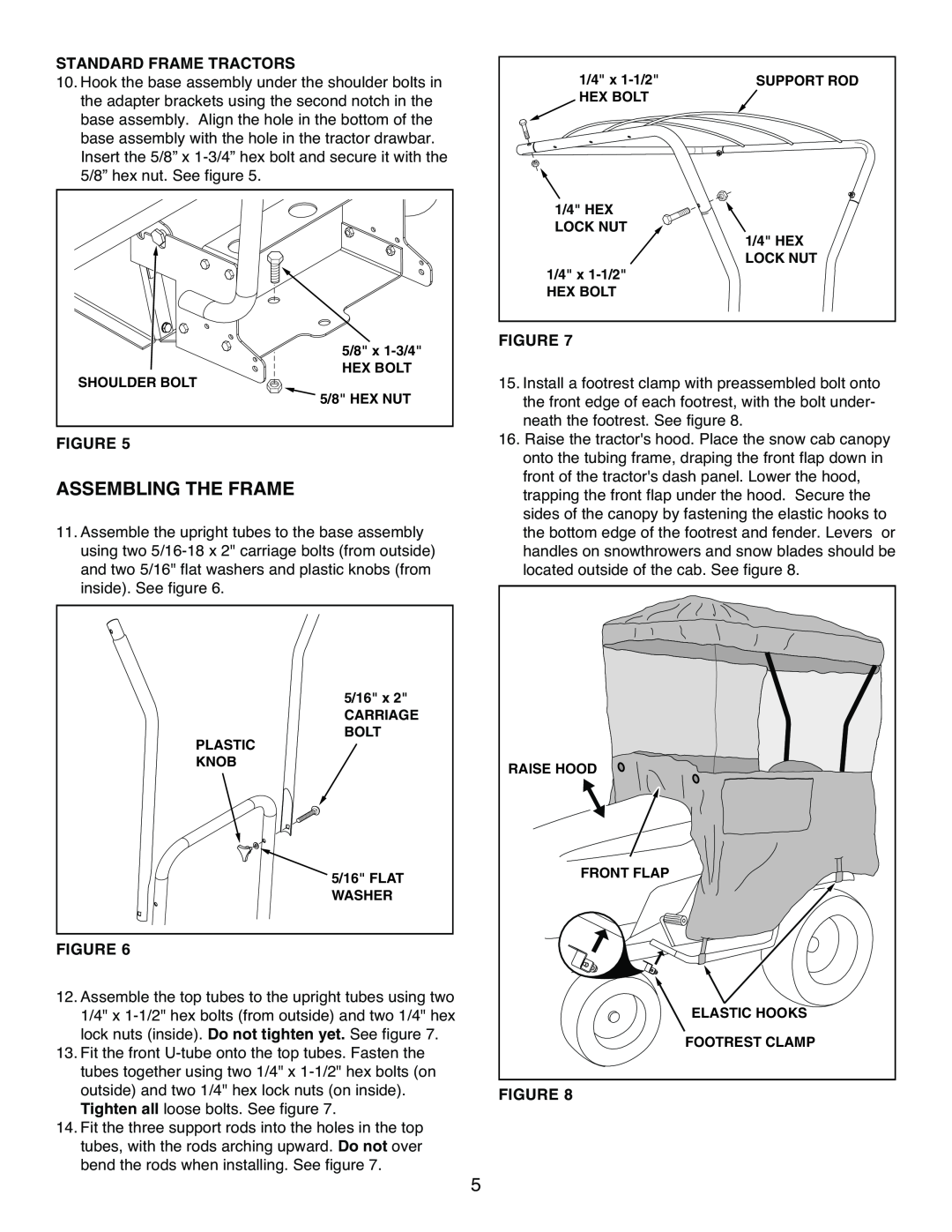Bolens 190-751-OEM manual Assembling The Frame, Standard Frame Tractors, Figure 