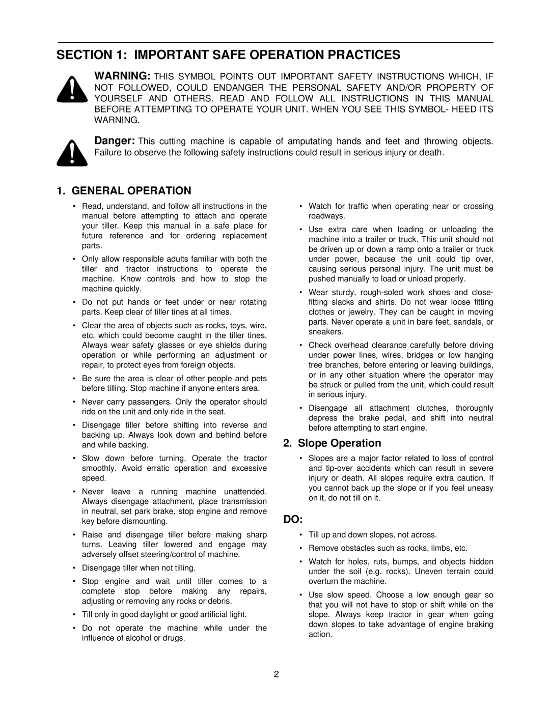 Bolens 190-758 manual Important Safe Operation Practices, General Operation 