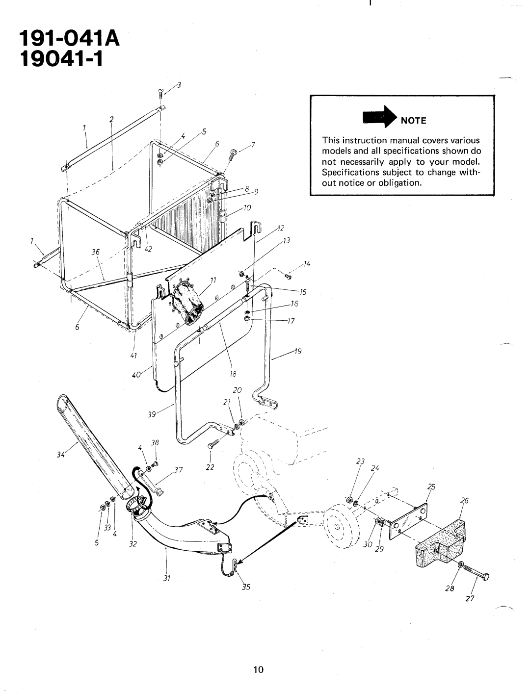 Bolens 191-041A, 190-041A, 19041-1 manual 