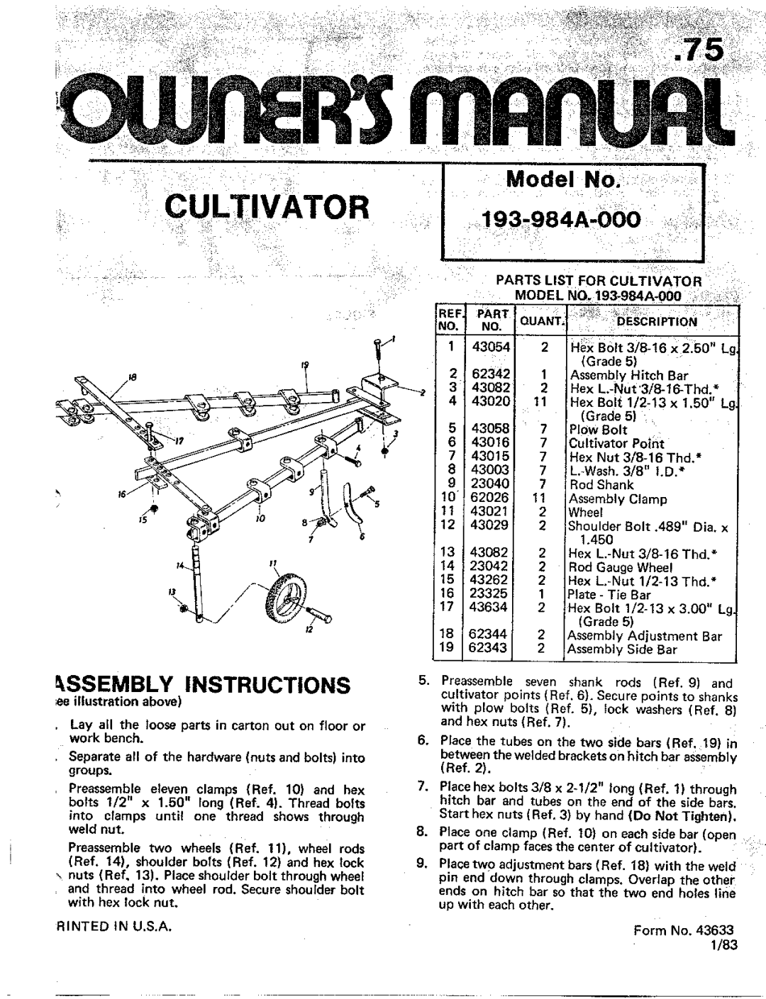 Bolens 193-984A-000 manual 