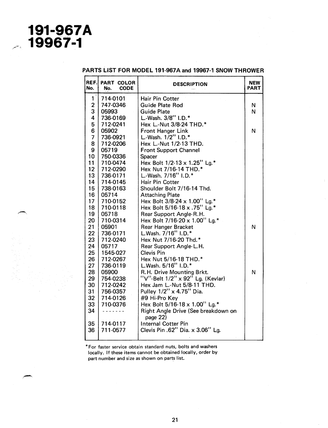 Bolens 19967-1, 191-967 A manual 