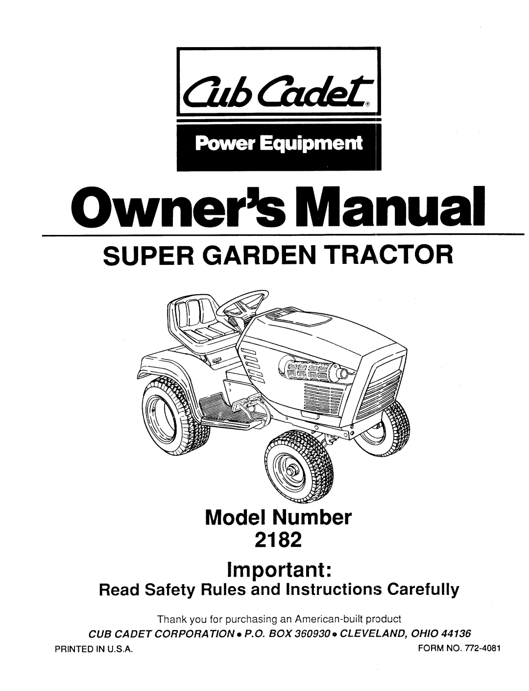Bolens 2182 manual 