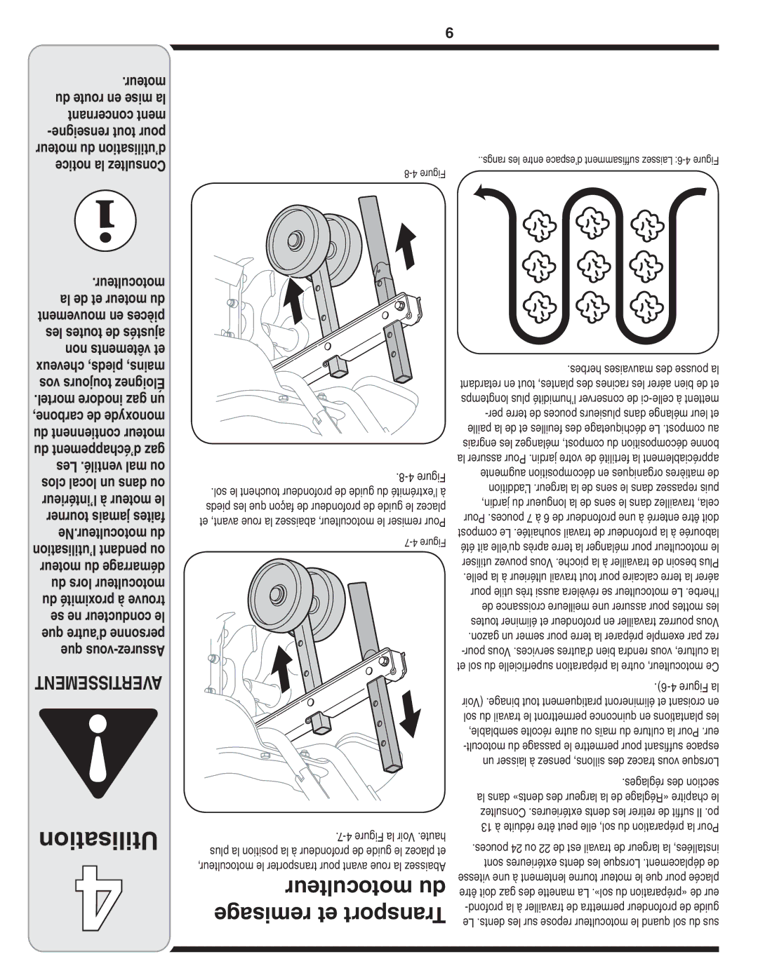 Bolens 241 warranty Utilisation, Motoculteur du remisage et Transport 