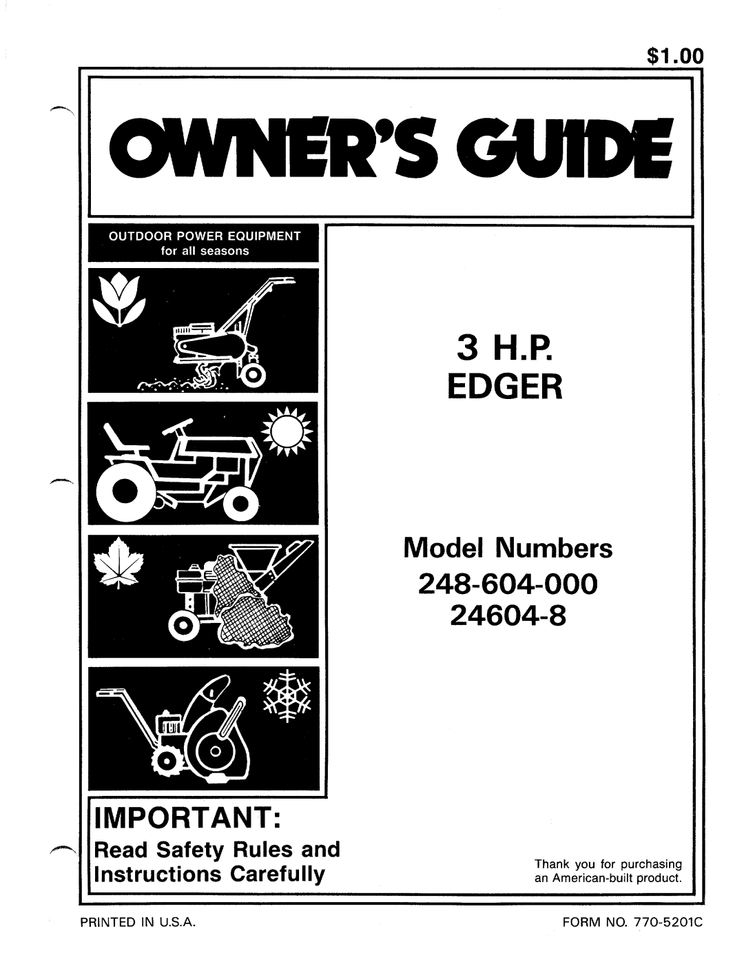 Bolens 248-604-000, 24604-8 manual 