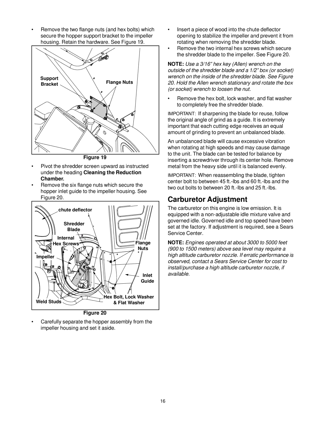 Bolens 247.77635 manual Carburetor Adjustment, Chamber 