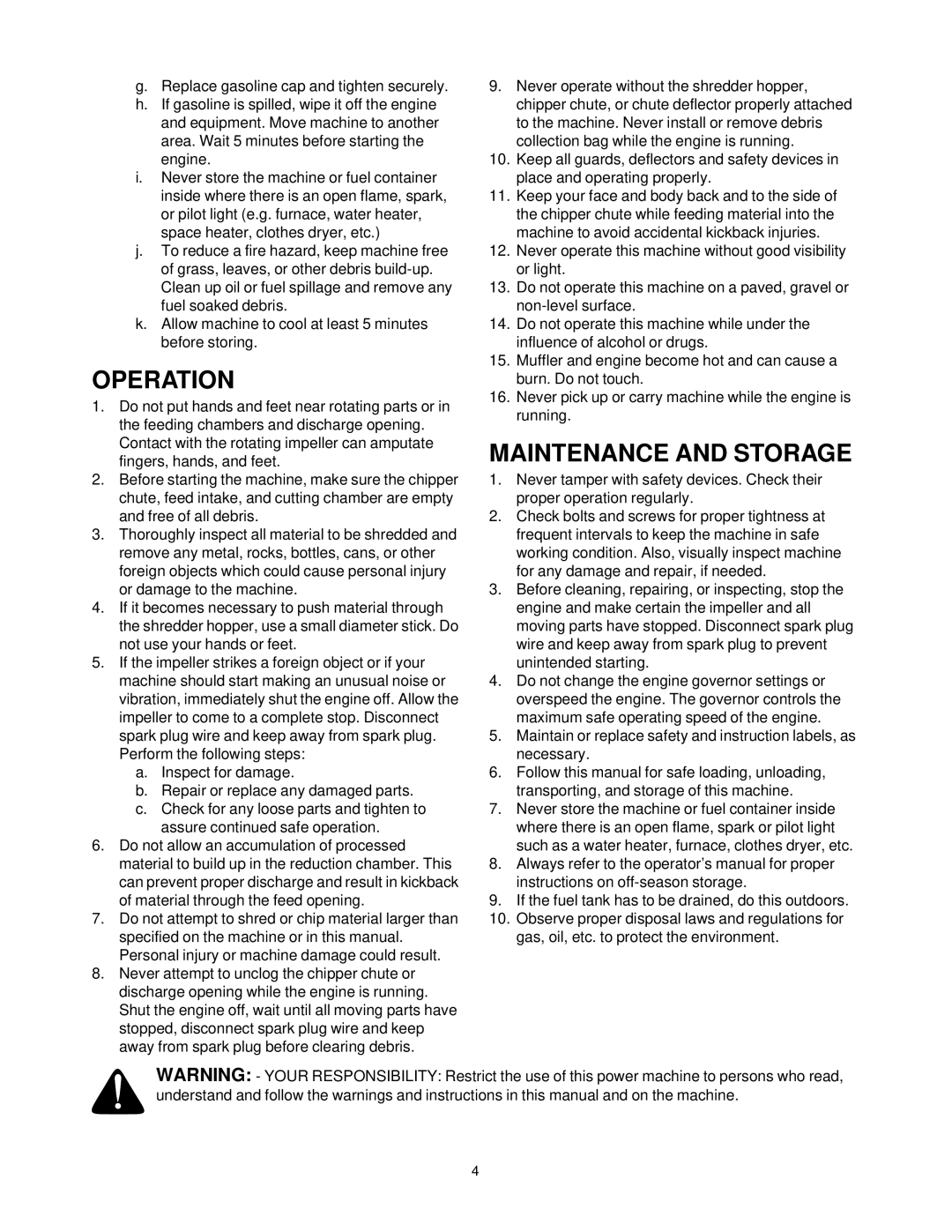 Bolens 247.77635 manual Operation 