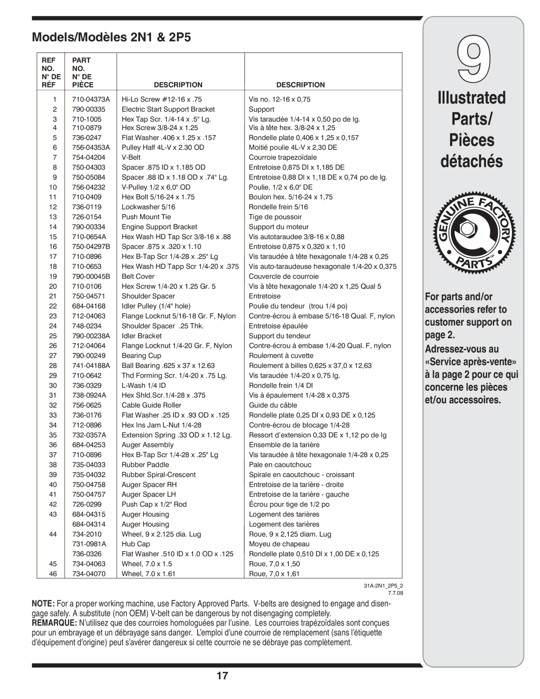 Bolens warranty 31A-2N12P52 