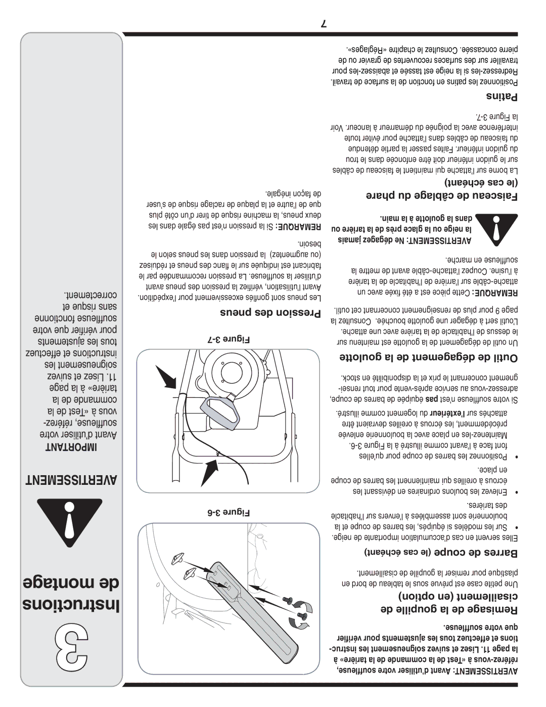 Bolens 31AE6GKF500 Phare du câblage de Faisceau, Pneus des Pression, Option en cisaillement De goupille la de Remisage 