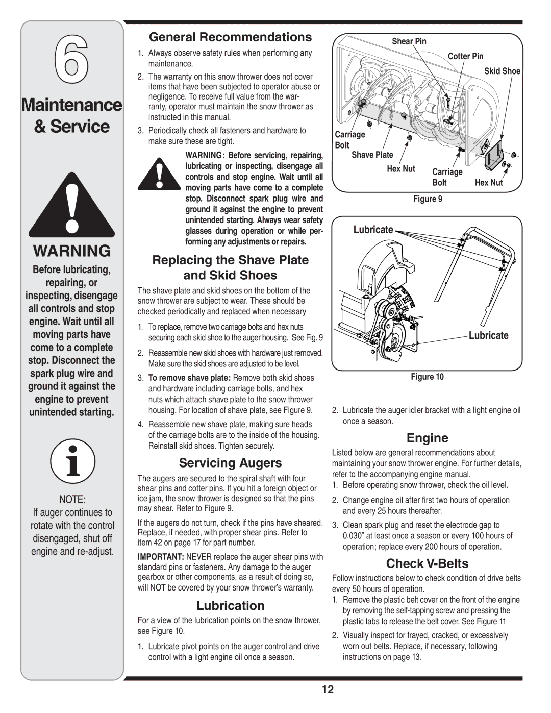 Bolens 3BA, 3AA warranty Maintenance Service 