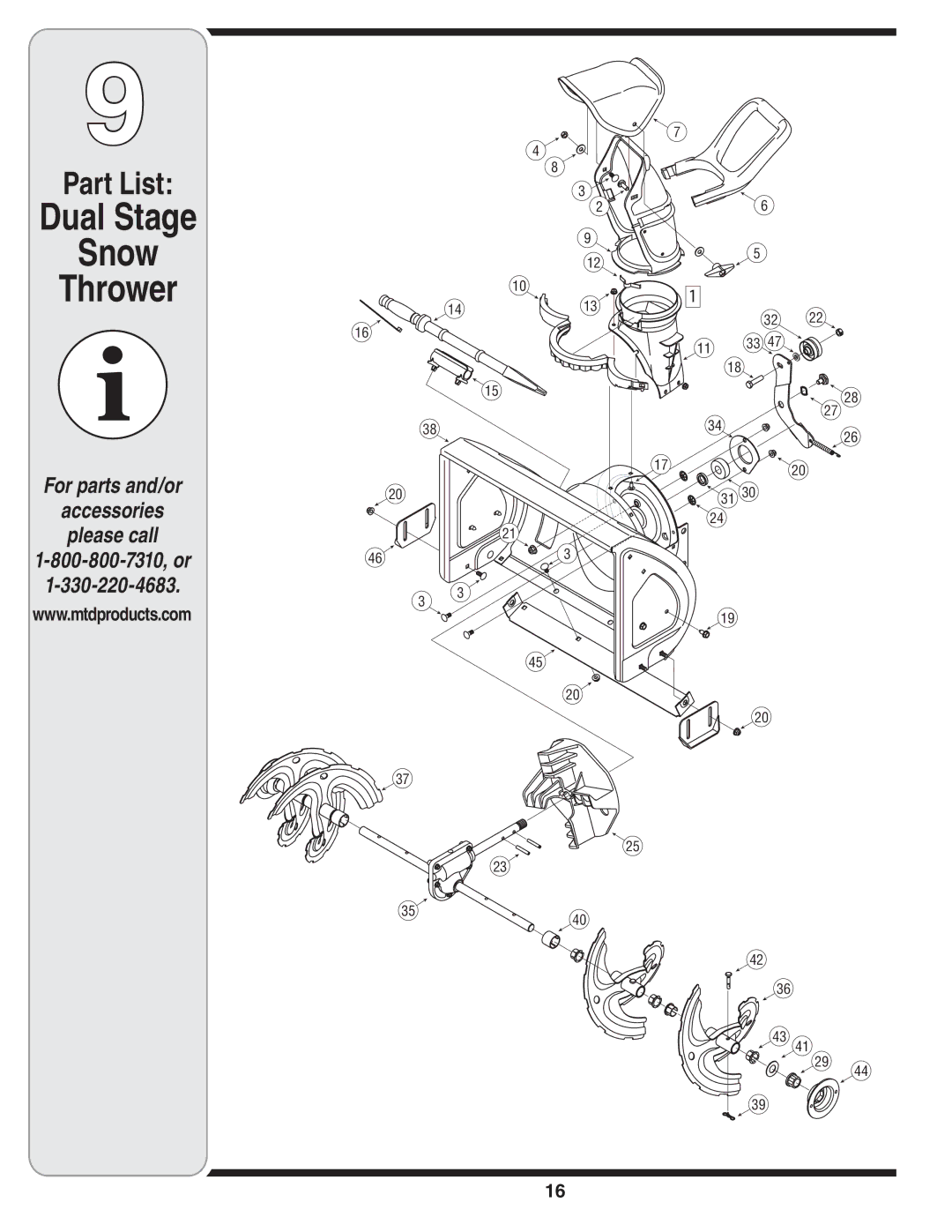 Bolens 3BA, 3AA warranty Dual Stage Snow Thrower, Part List 