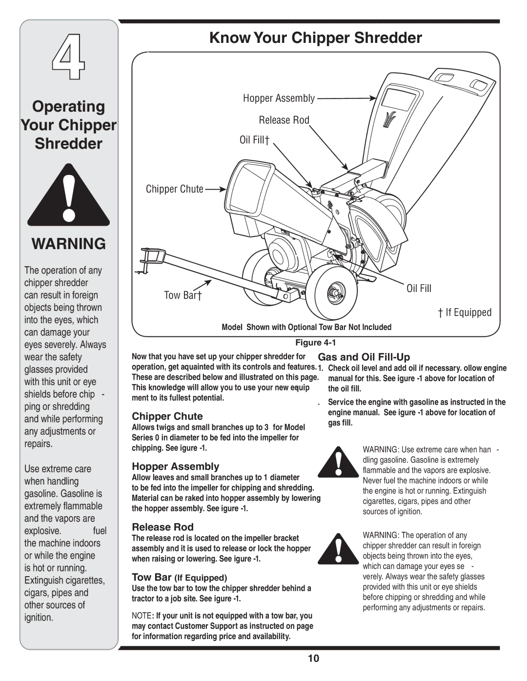 Bolens 452 Thru 465 warranty Operating Your Chipper Shredder, Know Your Chipper Shredder 