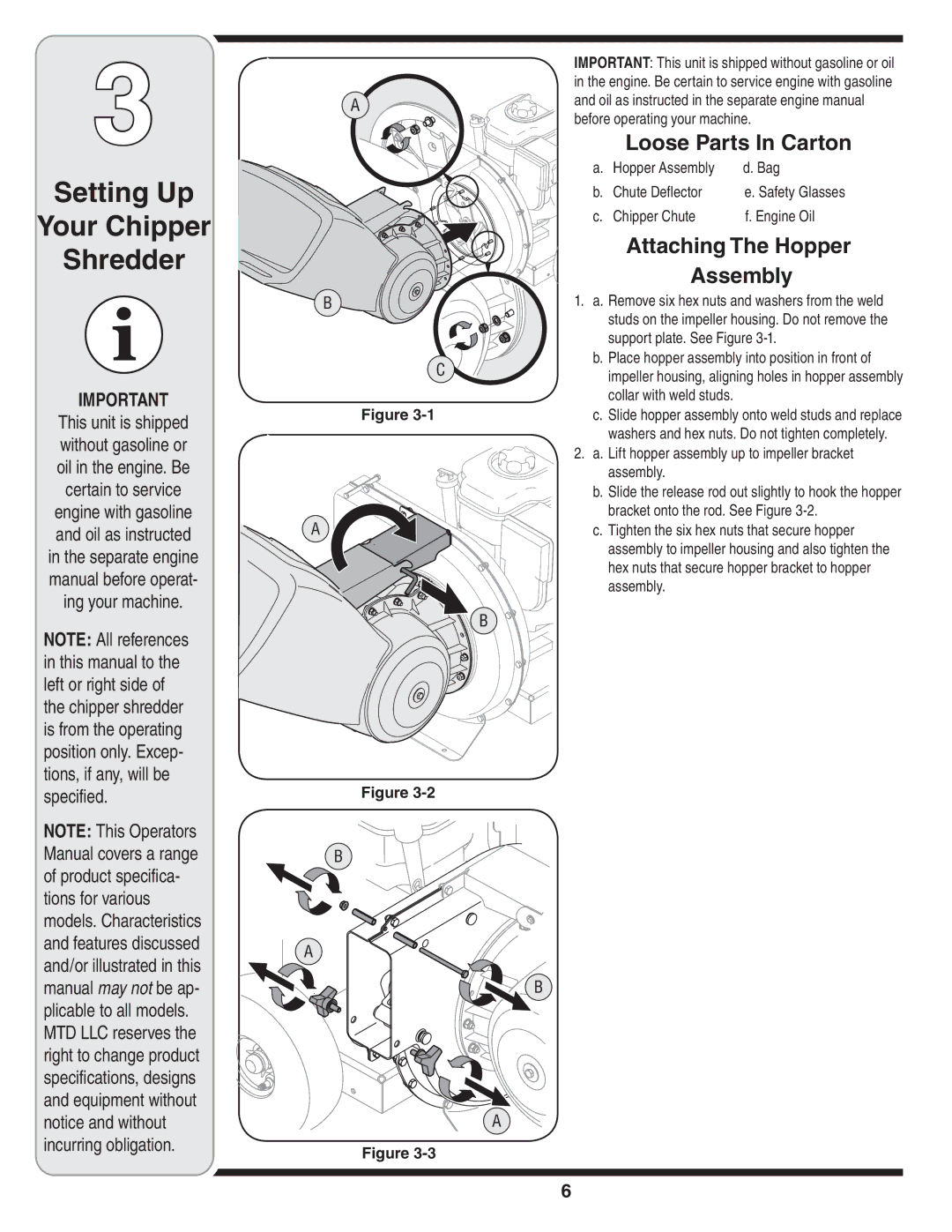 Bolens 452 Thru 465 warranty Setting Up Your Chipper Shredder, Loose Parts In Carton, Attaching The Hopper Assembly 