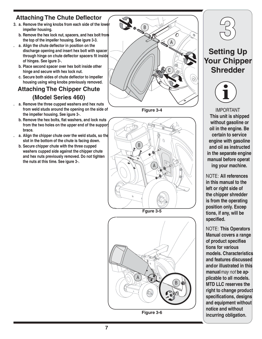 Bolens 452 Thru 465 warranty Attaching The Chute Deflector, Attaching The Chipper Chute Model Series, Fgure 