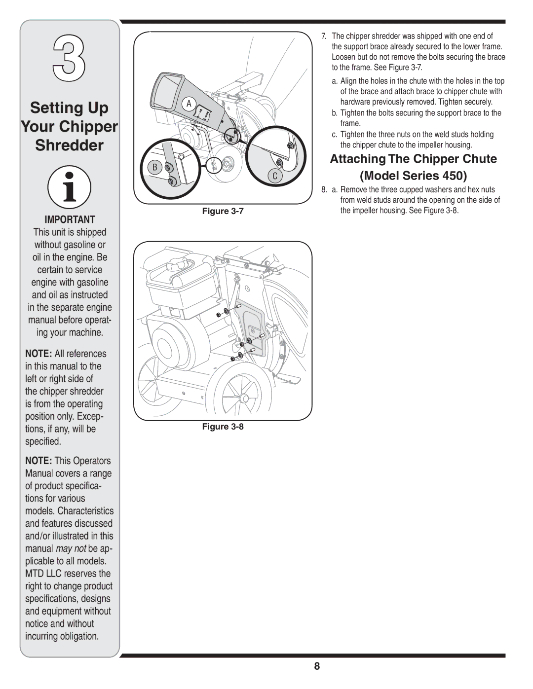 Bolens 460 Series, 450 Series warranty Attaching The Chipper Chute, To the frame. See Figure 