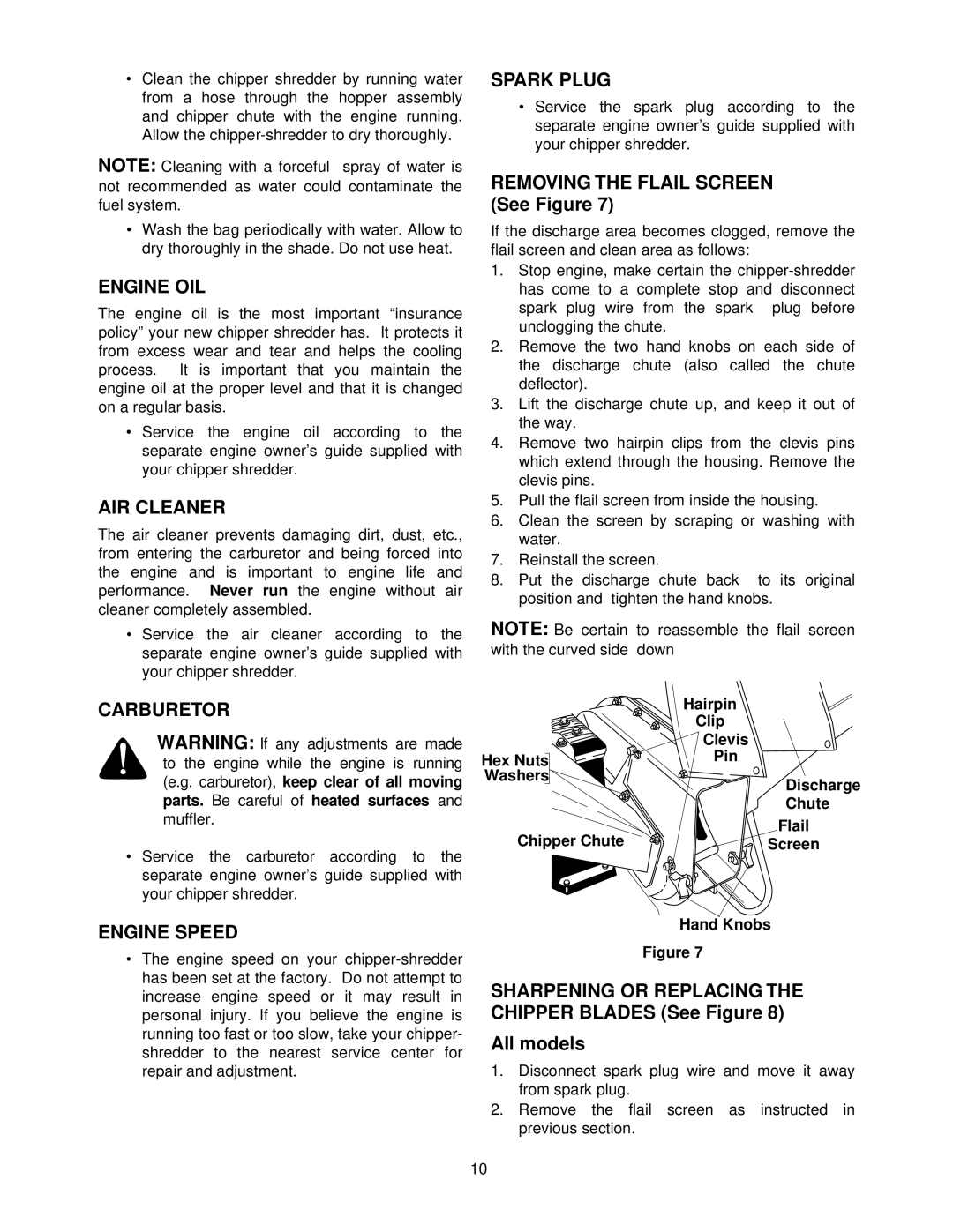 Bolens 462 Thru 465 manual Engine OIL, AIR Cleaner, Spark Plug, Carburetor, Engine Speed 