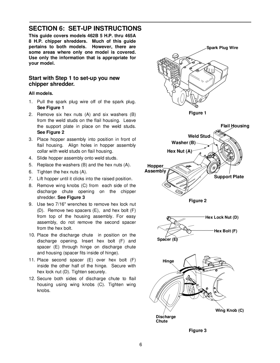 Bolens 462 Thru 465 manual SET-UP Instructions, Start with to set-up you new chipper shredder, All models, See Figure 