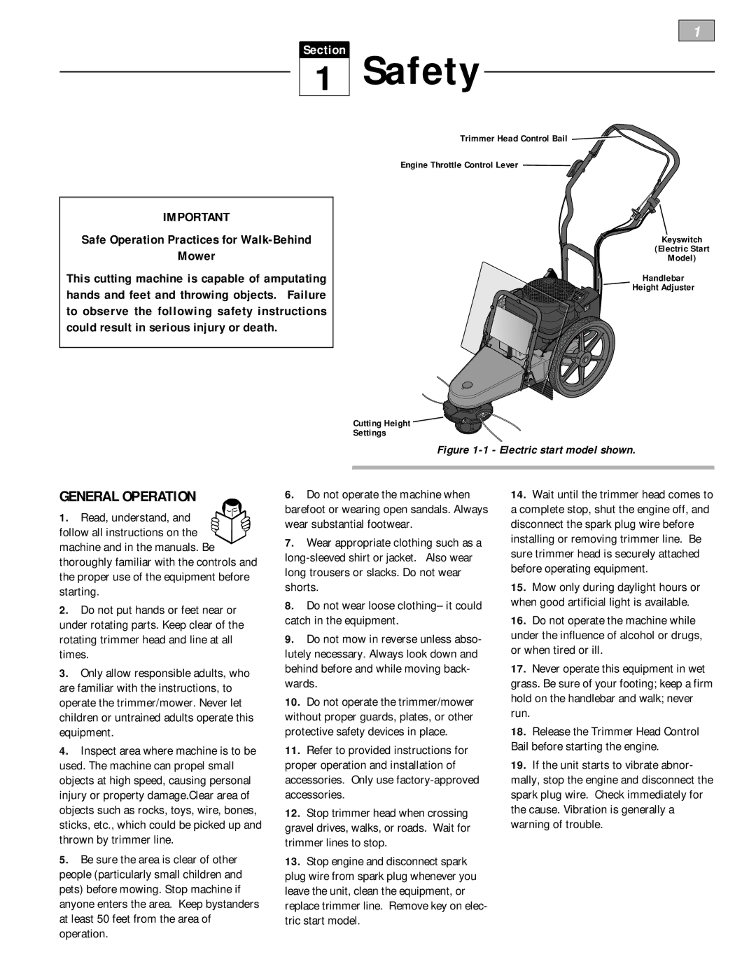 Bolens 52069-6HP, 52068 - 5HP owner manual Safety, General Operation 