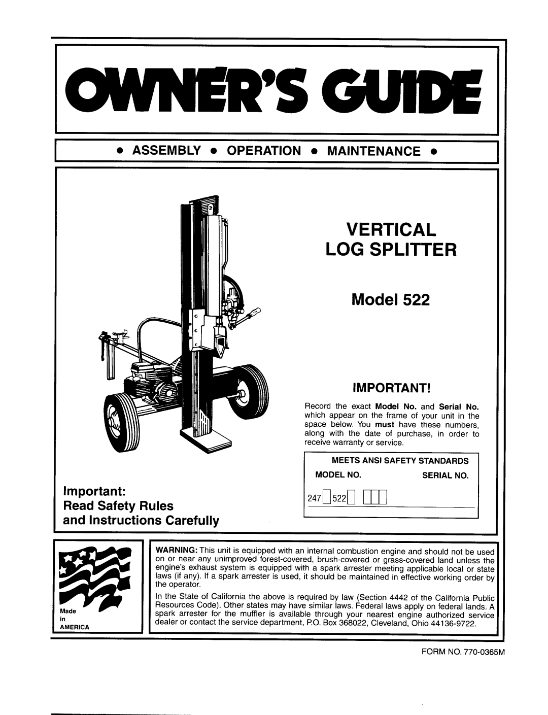 Bolens 522 manual 