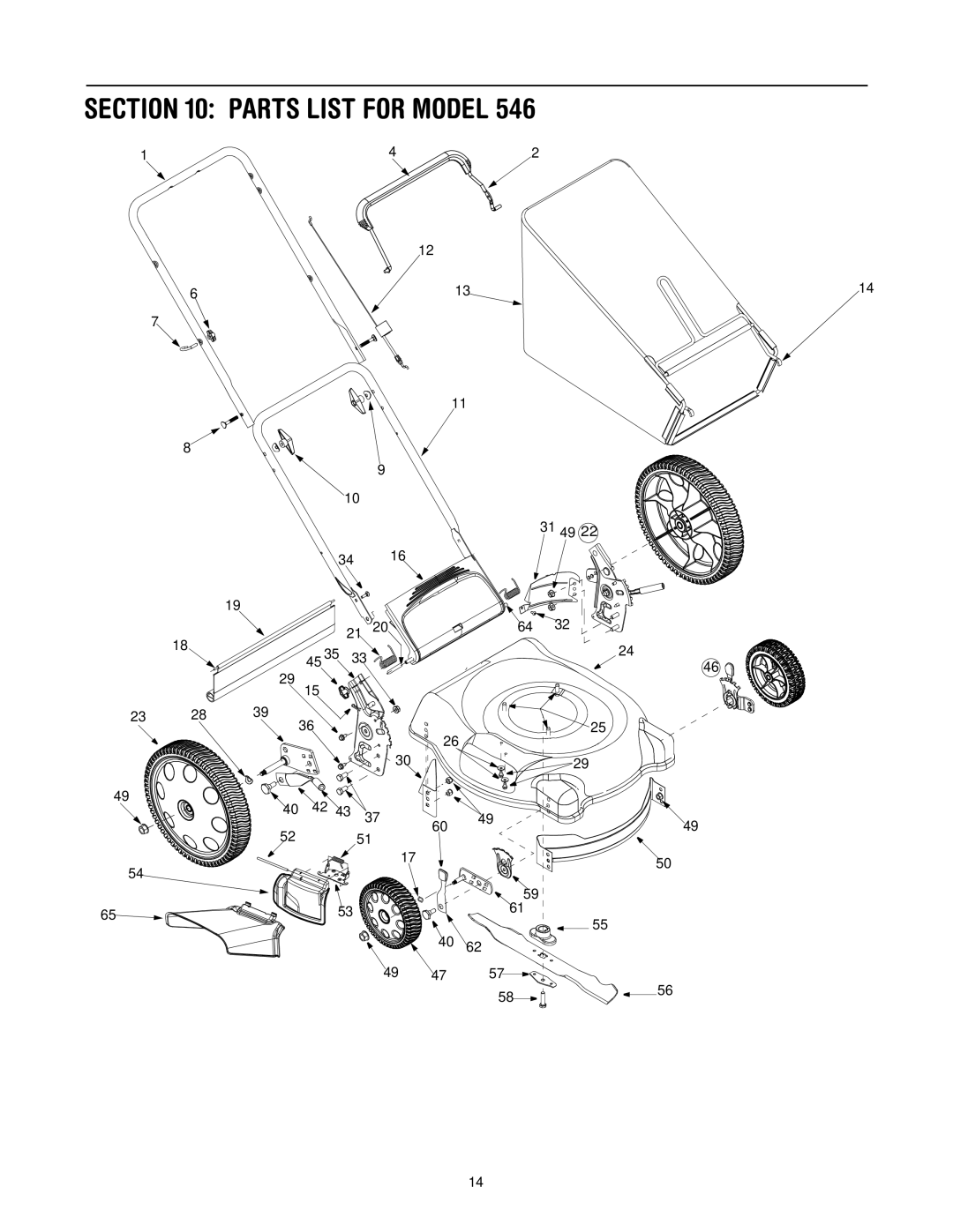 Bolens 546 manual Parts List for Model 