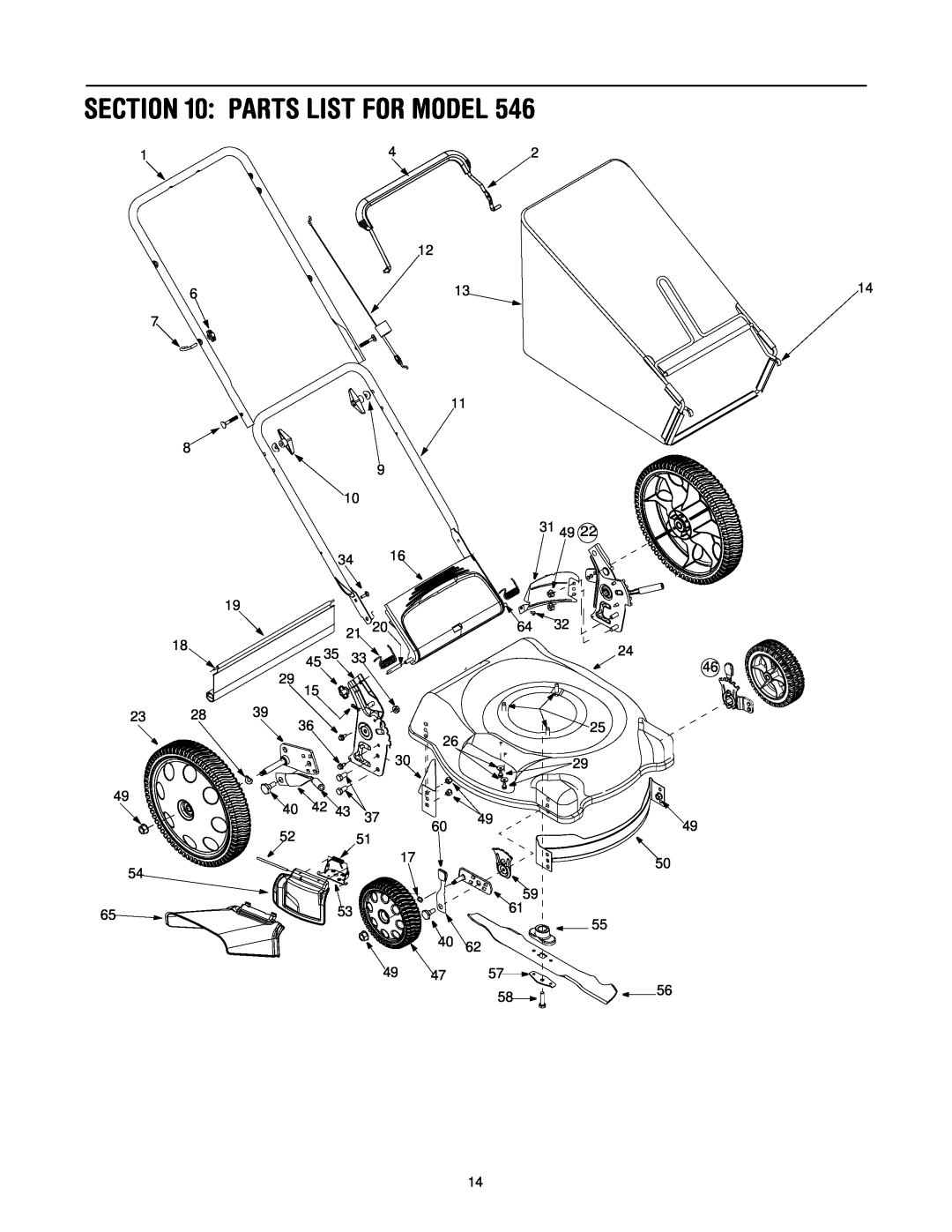 Bolens 546 manual Parts List For Model 