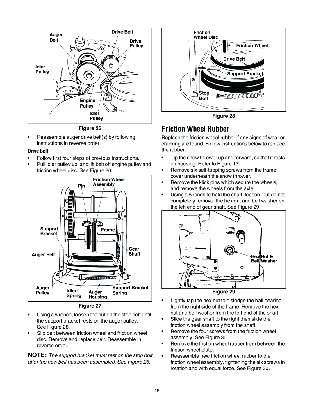 Bolens 642F, 614E, 644E, 664F, 6A4E, 662E, 642E manual Friction Wheel Rubber, Drive Belt 