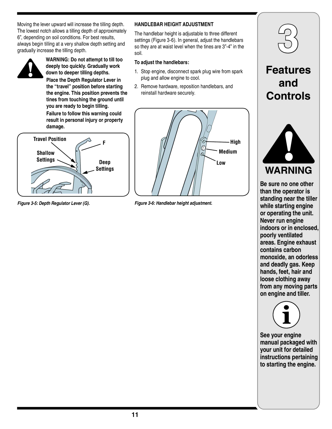 Bolens 645A, 643B, 643C warranty Handlebar Height Adjustment, To adjust the handlebars 