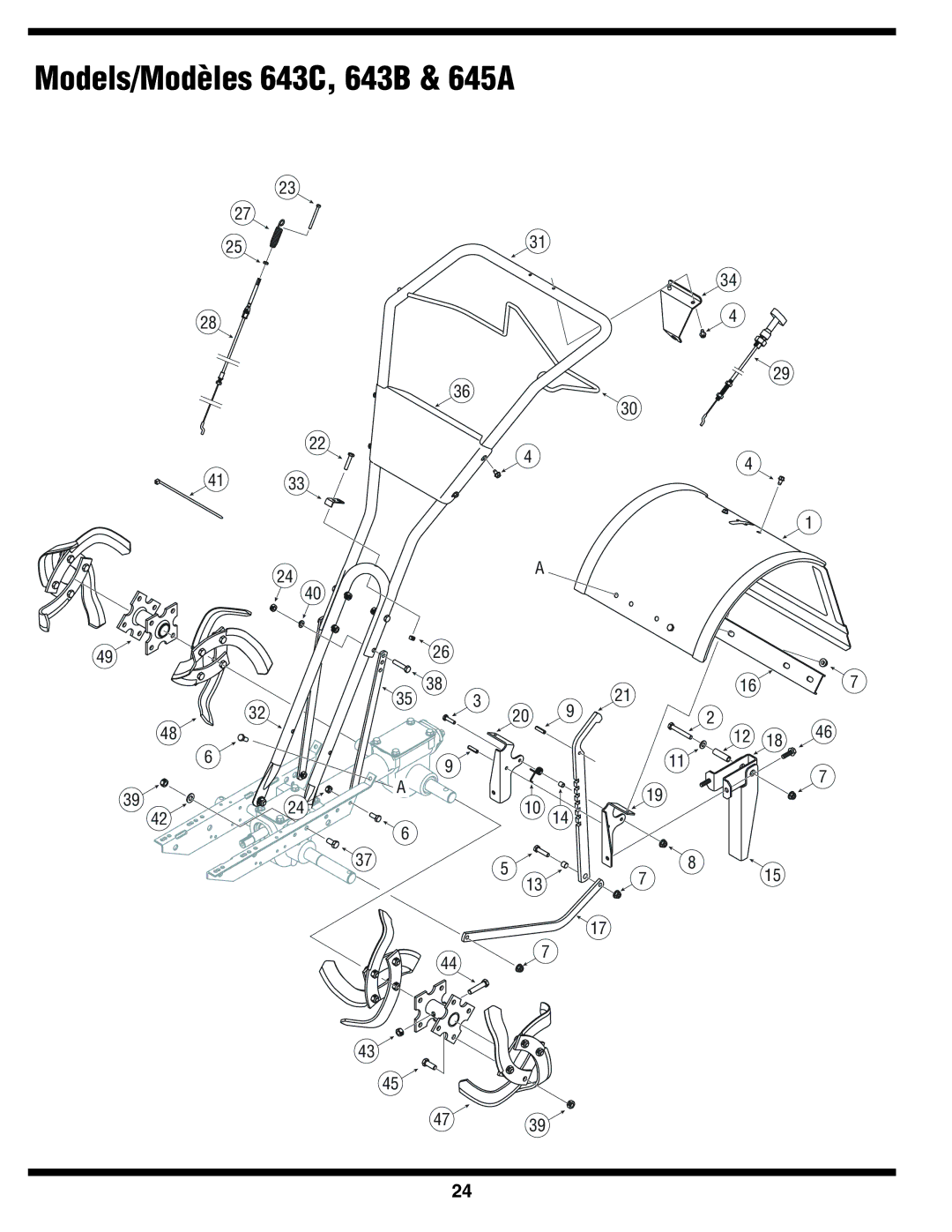 Bolens 643B, 643C, 645A warranty 