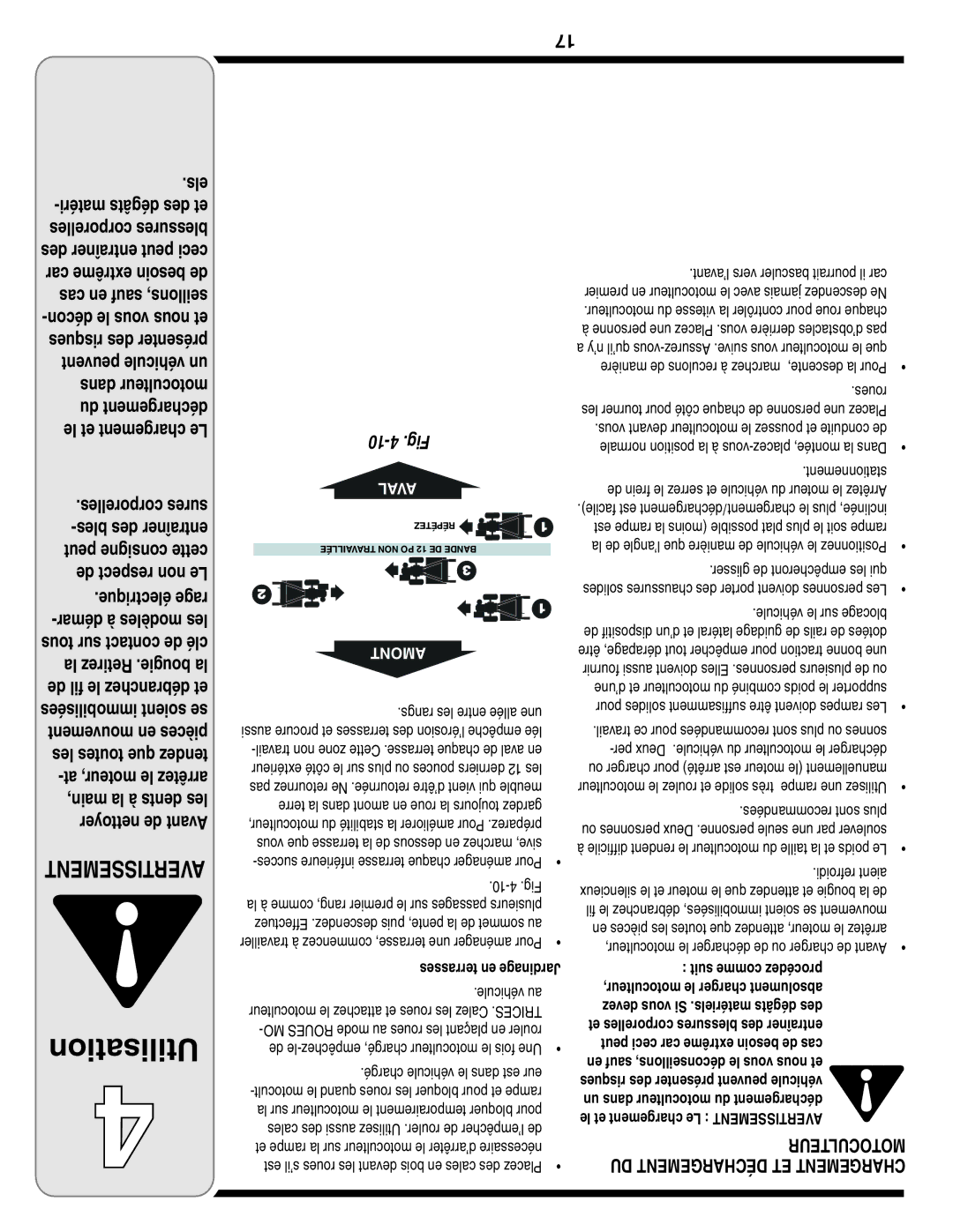 Bolens 643C, 643B, 645A warranty Utilisation, Motoculteur DU Déchargement ET Chargement 