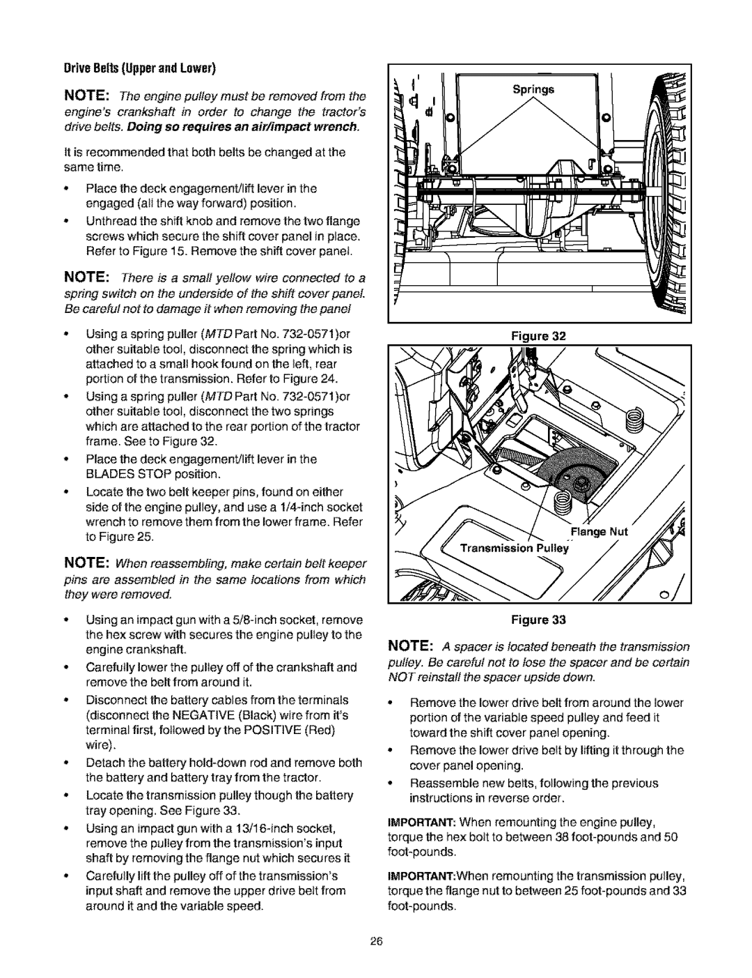 Bolens 660 manual Orive Belts Upperand Lower, Transmission 