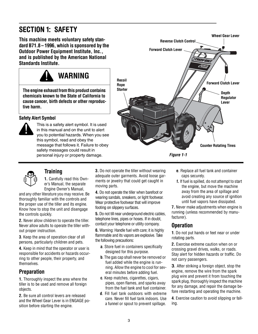 Bolens 675B manual Training, Preparation, Operation, Safety Alert Symbol 