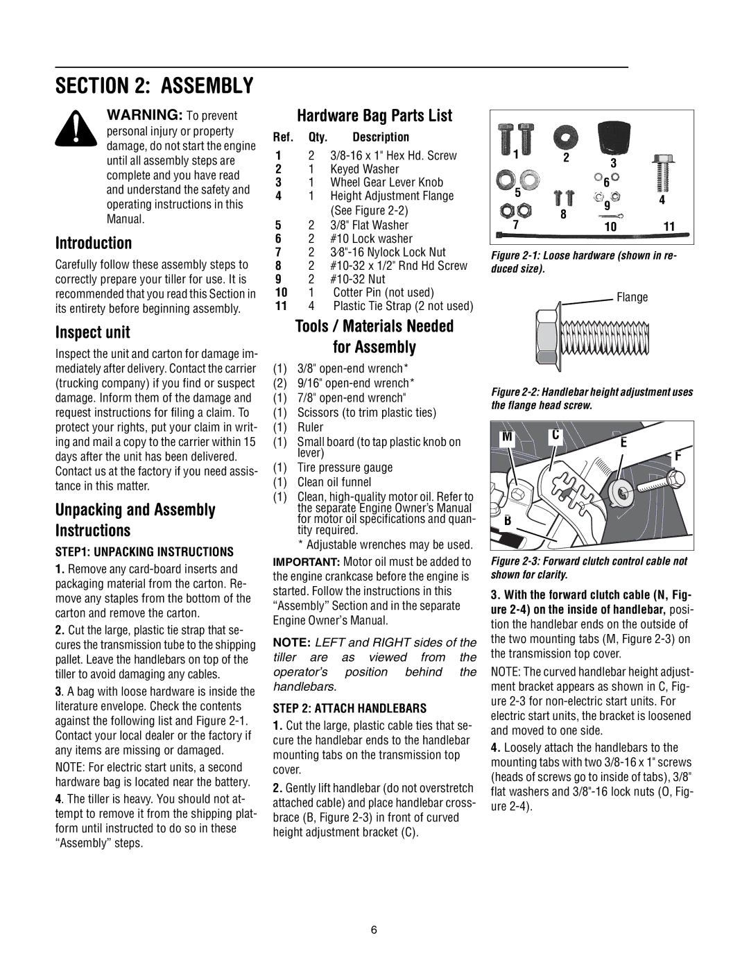 Bolens 675B manual Introduction, Inspect unit, For Assembly, Unpacking Instructions, Attach Handlebars 