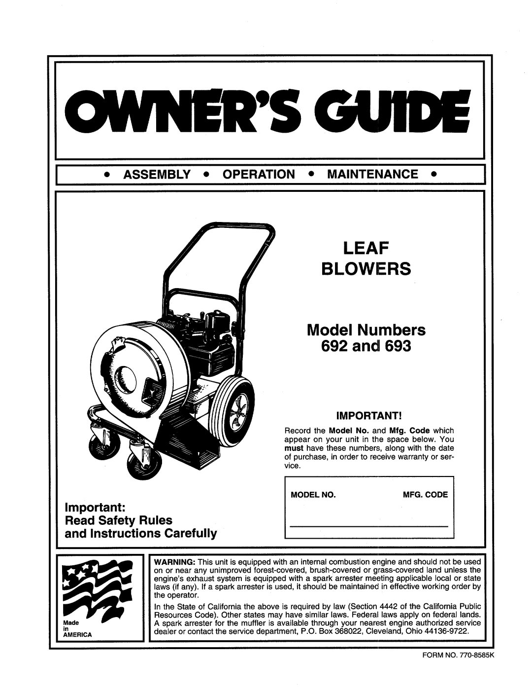 Bolens 692 and 693 manual 