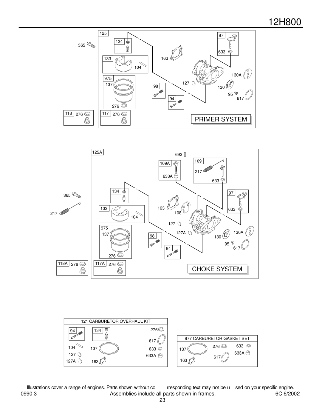 Bolens 769-00407 manual Choke System 