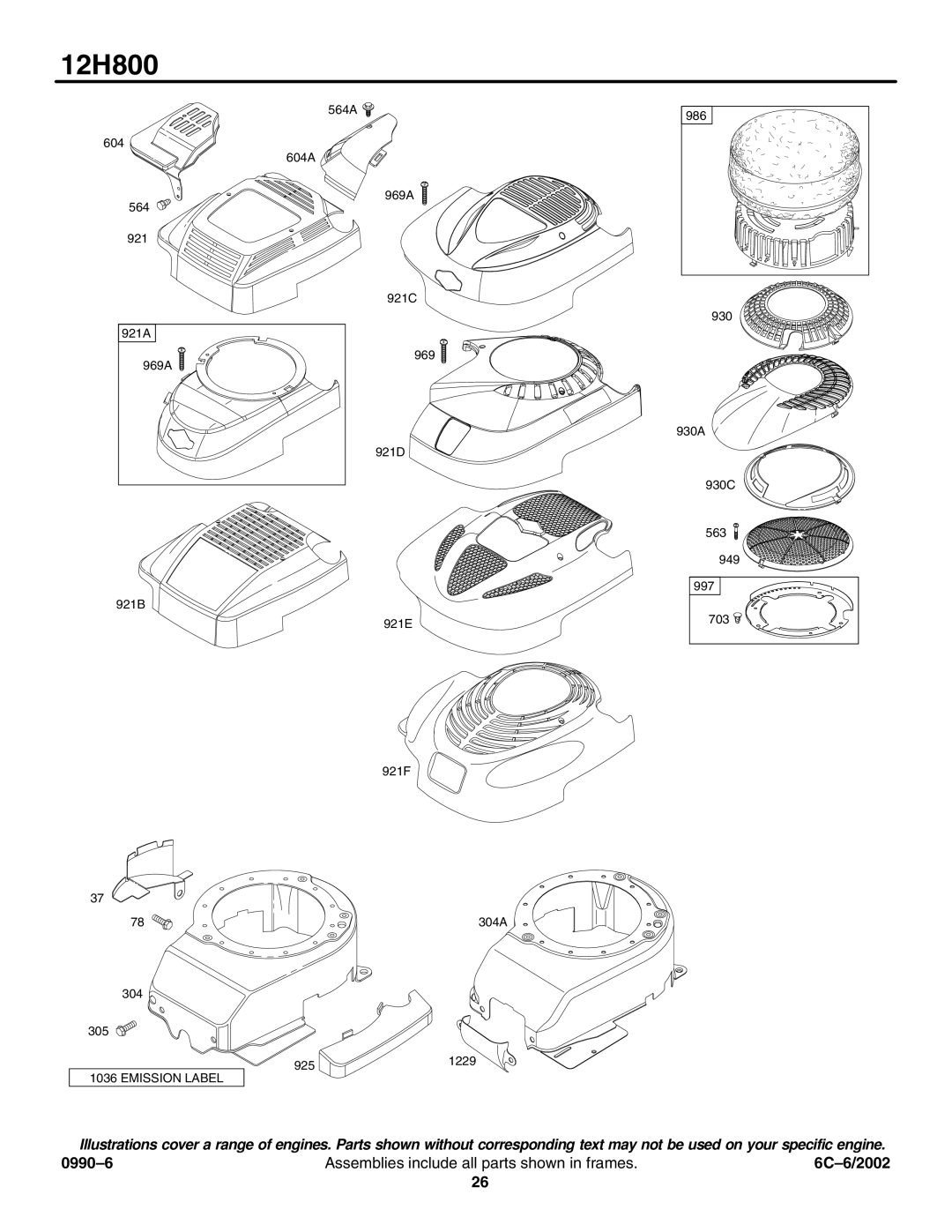 Bolens 769-00407 manual Emission Label 