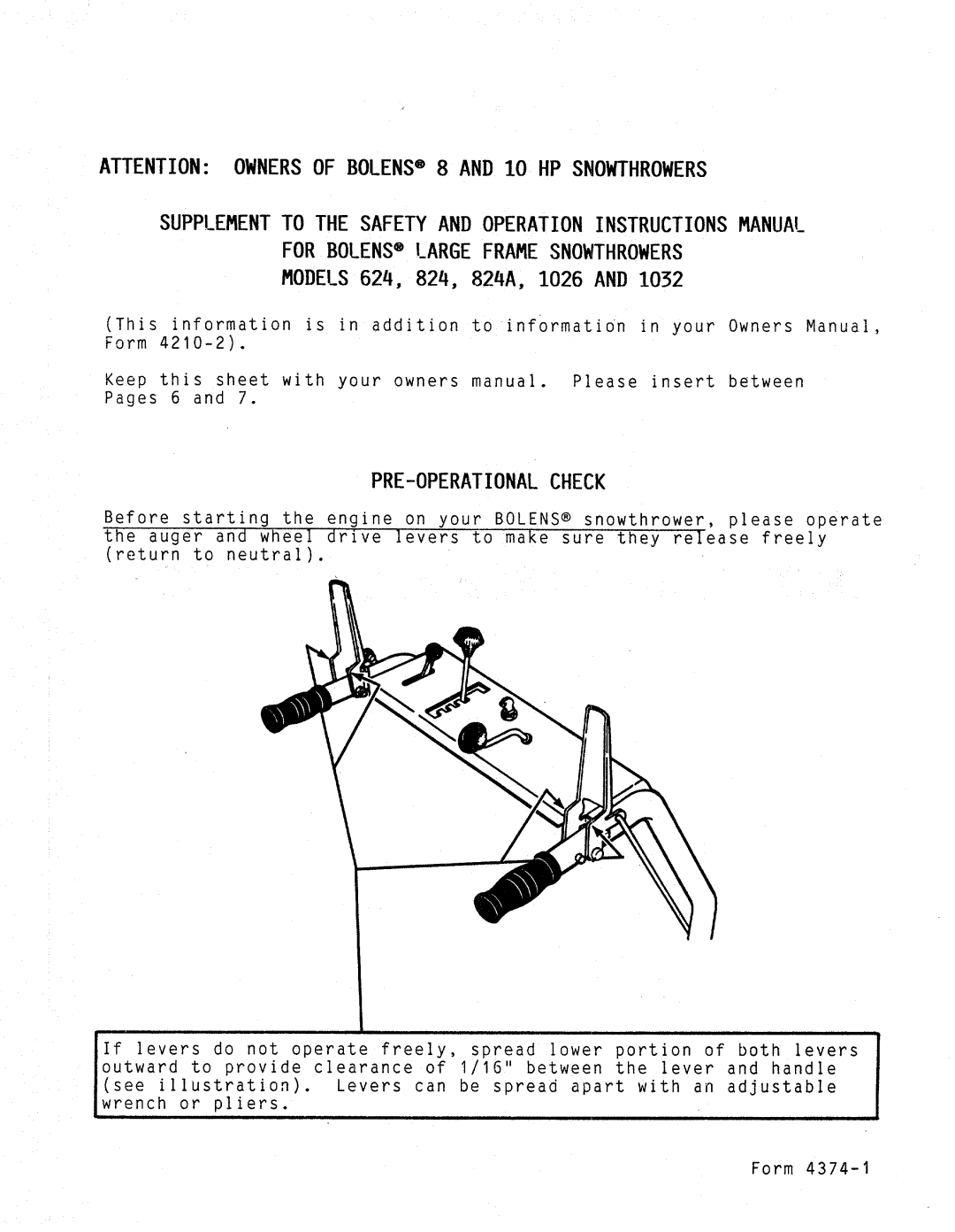 Bolens 1026, 824A manual 