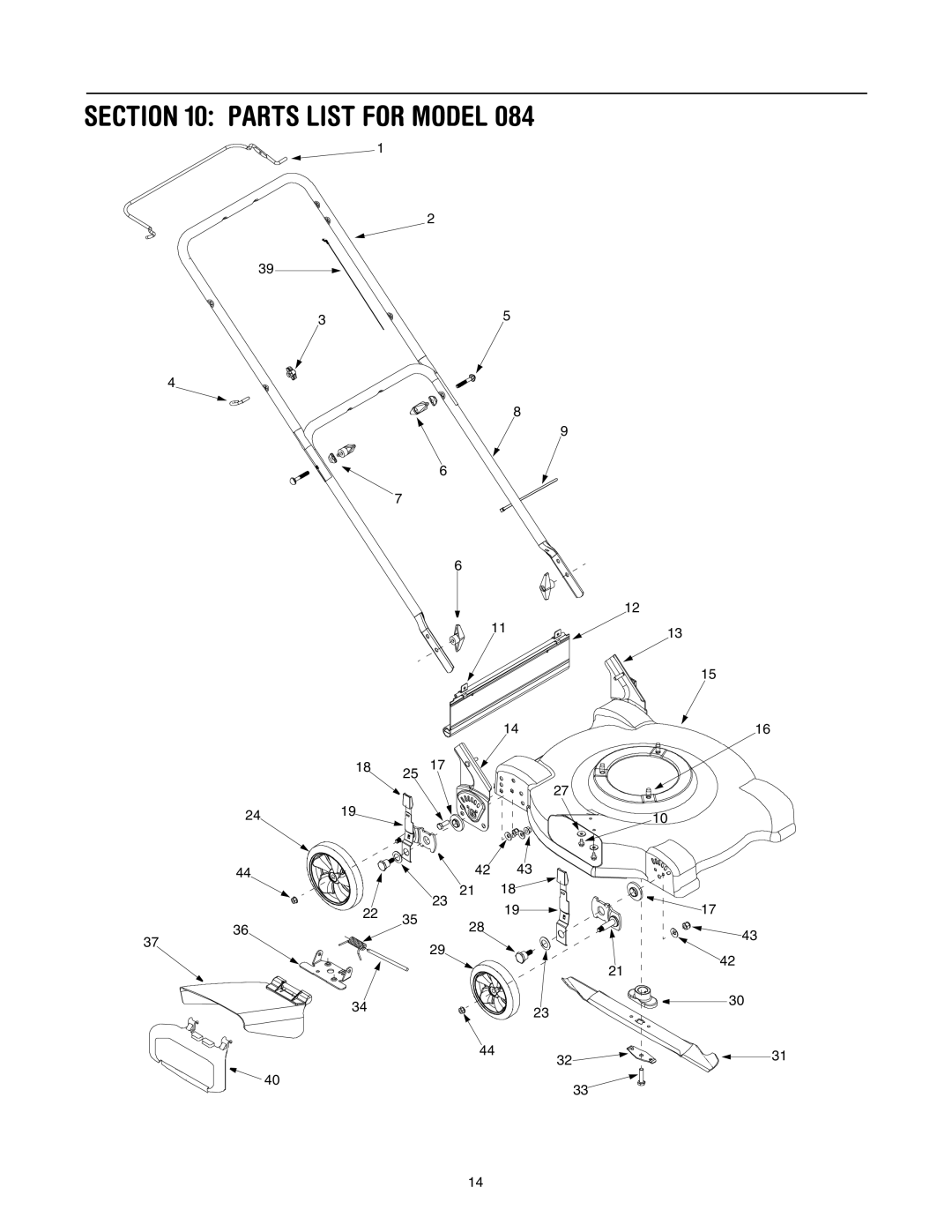 Bolens 84 manual Parts List for Model 