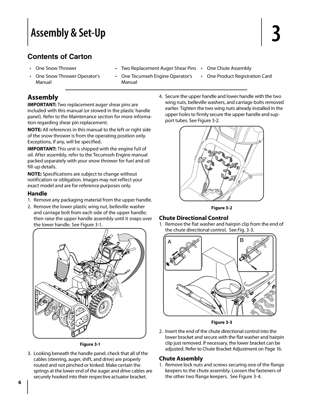 Bolens 933 SWE, 930 SWE warranty Assembly & Set-Up, Contents of Carton 