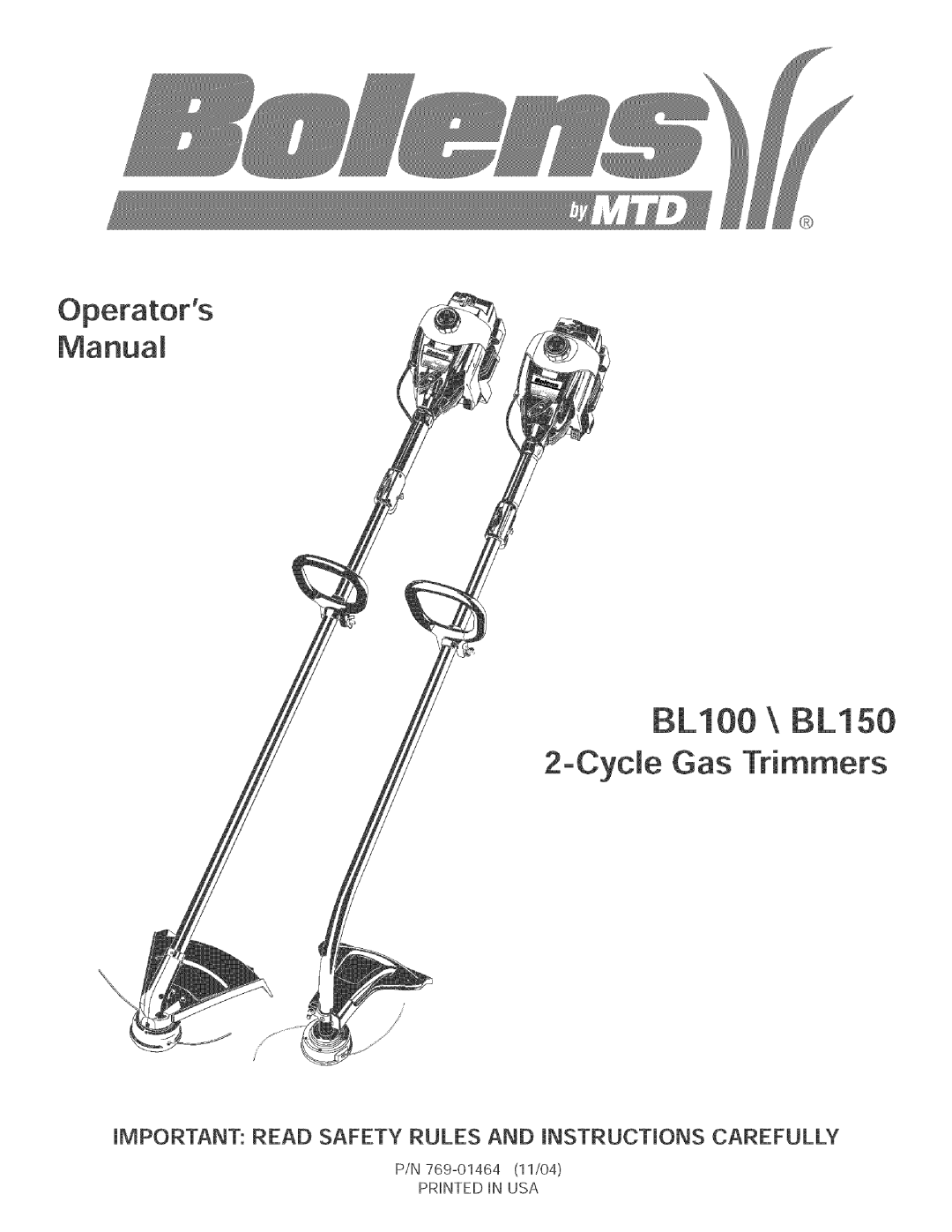 Bolens manual BL100 BL150 Cycle Gas Trimmers 