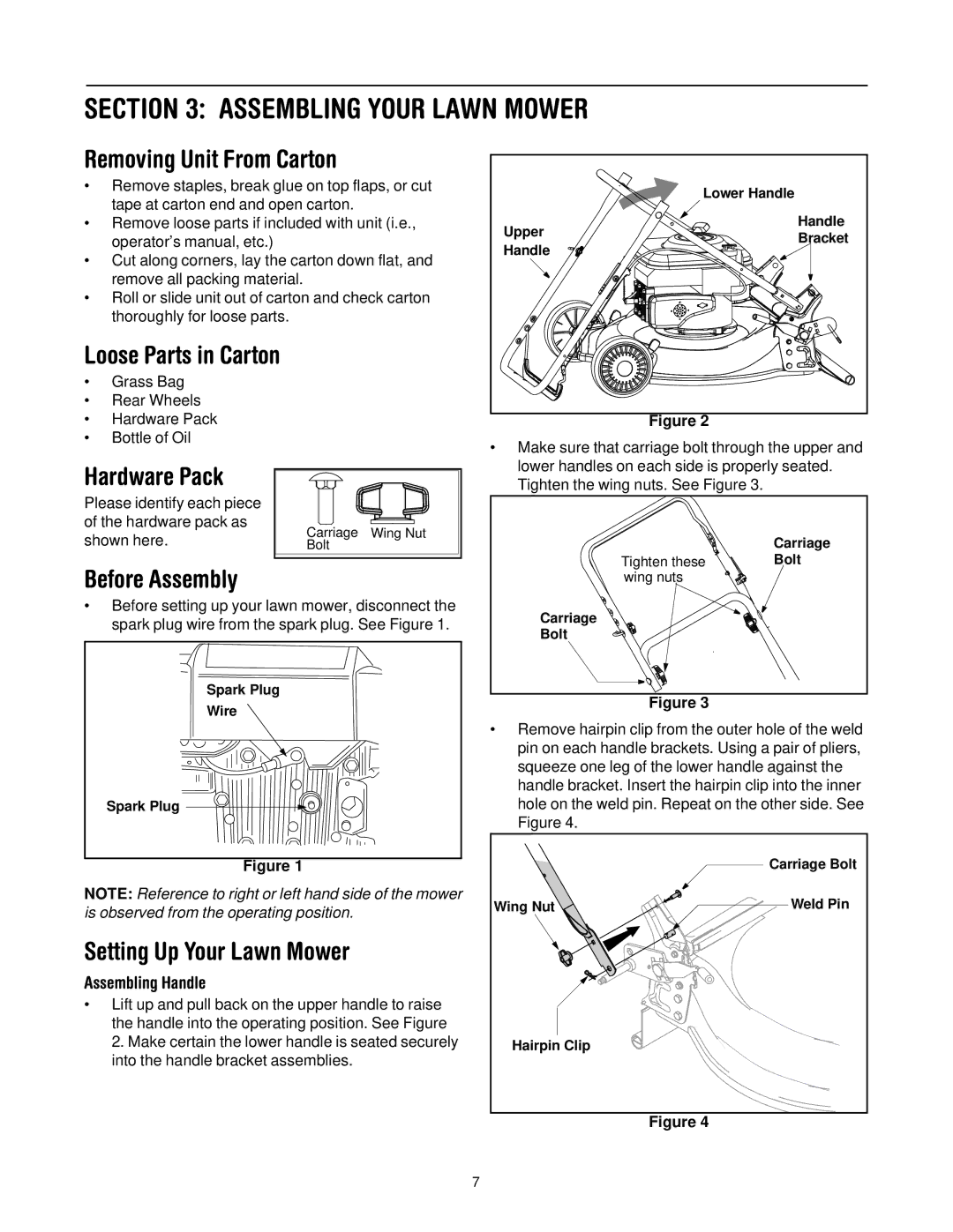 Bolens Model 588Q manual Assembling Your Lawn Mower, Removing Unit From Carton, Hardware Pack, Before Assembly 