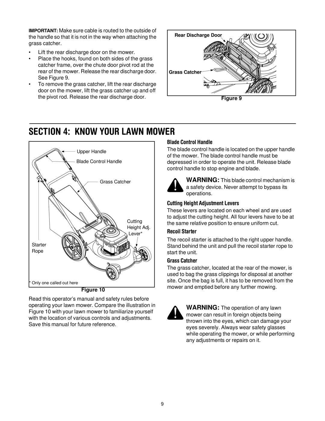 Bolens Model 588Q manual Know Your Lawn Mower, Blade Control Handle, Cutting Height Adjustment Levers, Recoil Starter 