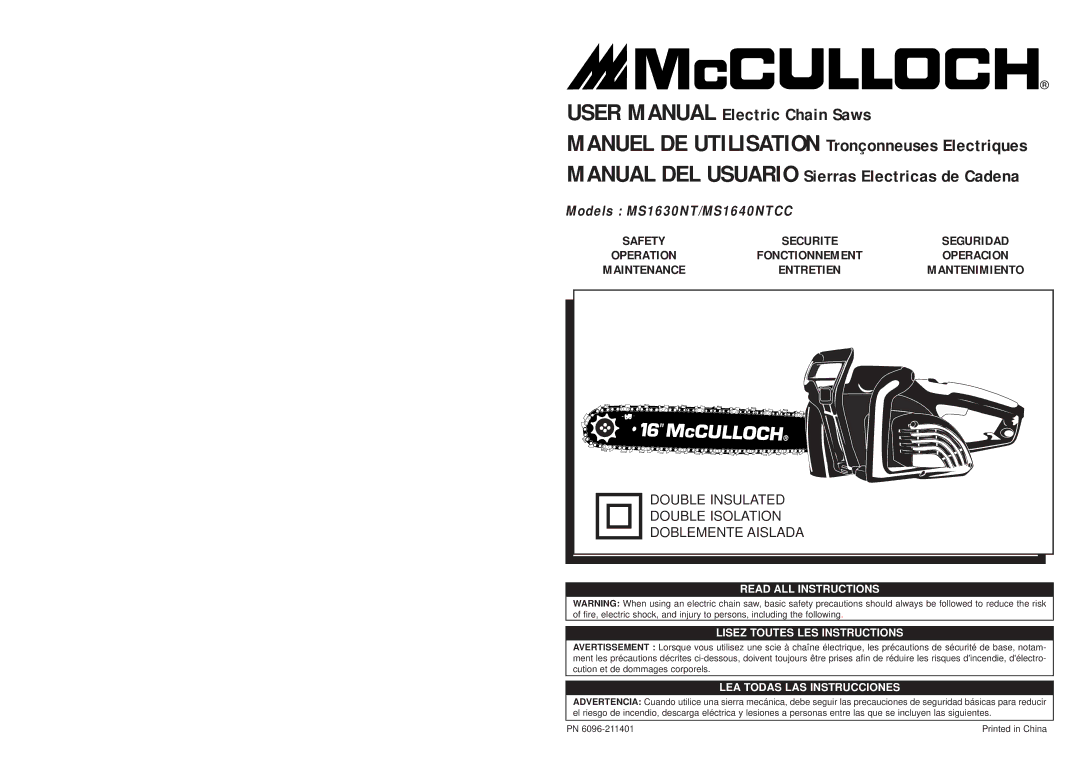 Bolens user manual Models MS1630NT/MS1640NTCC, Operacion 