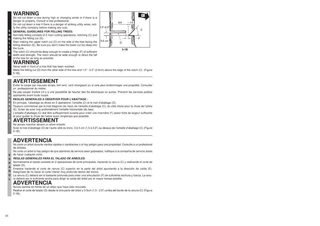 Bolens MS1630NT, MS1640NTCC user manual Reglas Generales Para EL Talado DE Arboles 