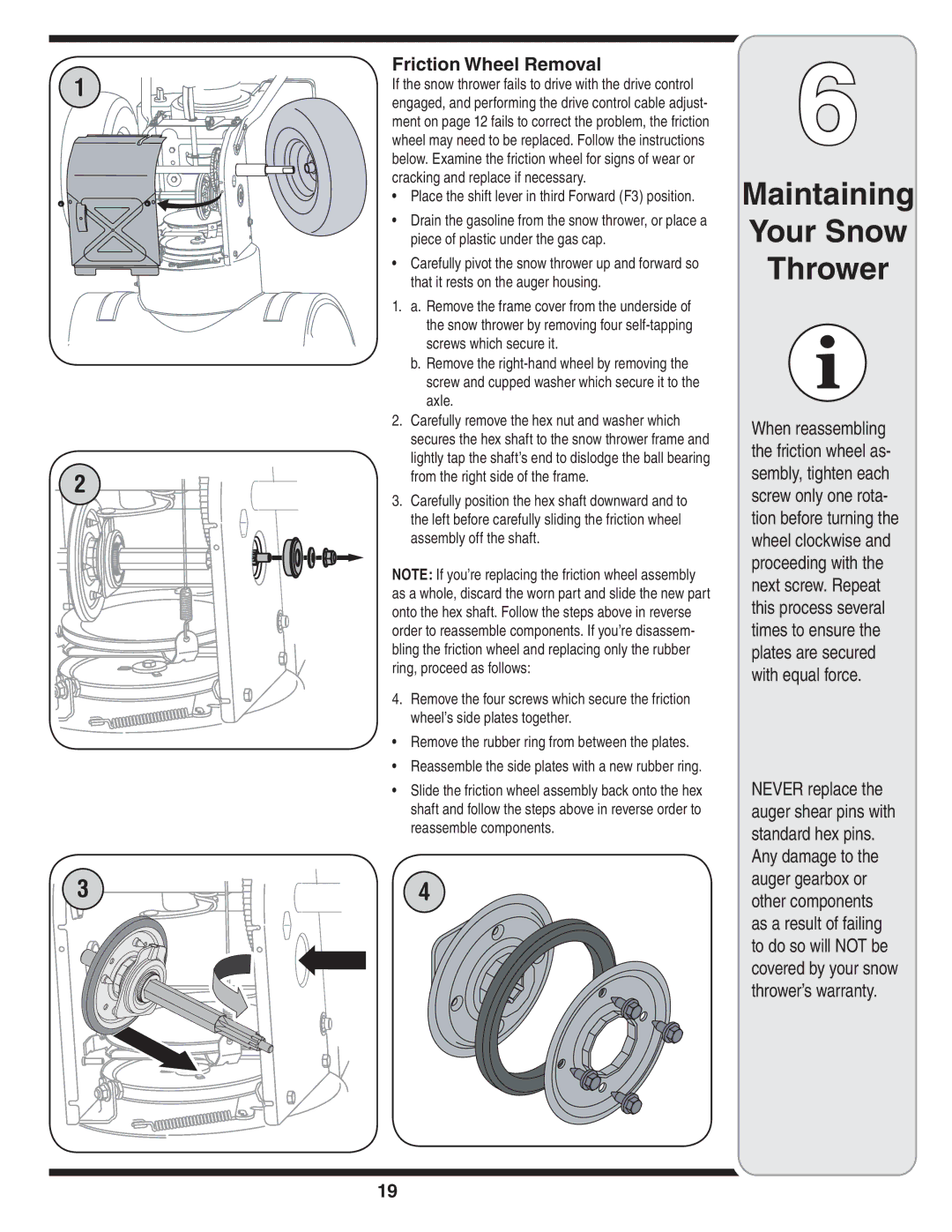 Bolens MTD warranty Friction Wheel Removal 