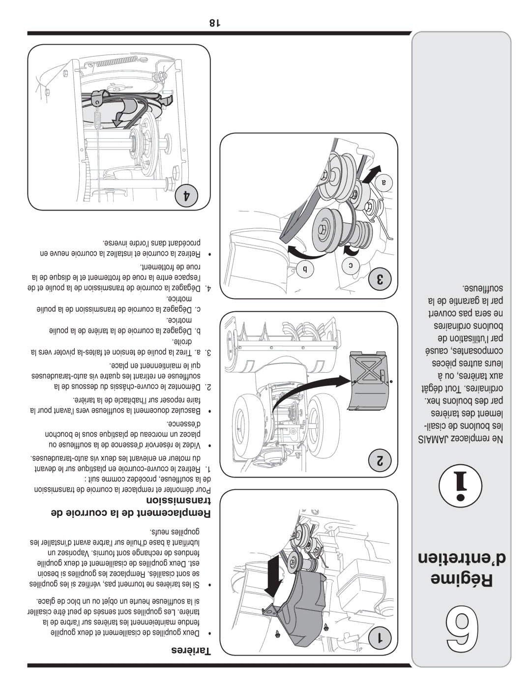 Bolens MTD warranty Transmission, De courroie la de Remplacement 