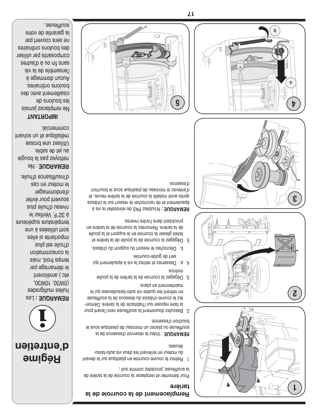 Bolens MTD warranty Tarière la de courroie la de Remplacement, ’essence bouchon, ’oubliez Videz 