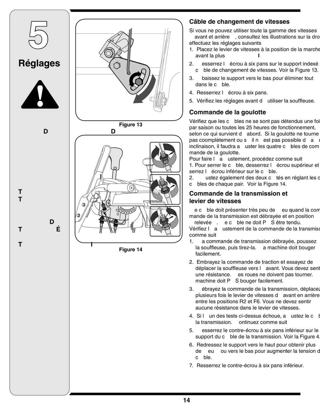 Bolens MTD warranty Vitesses de levier, Et transmission la de Commande, Goulotte la de Commande 