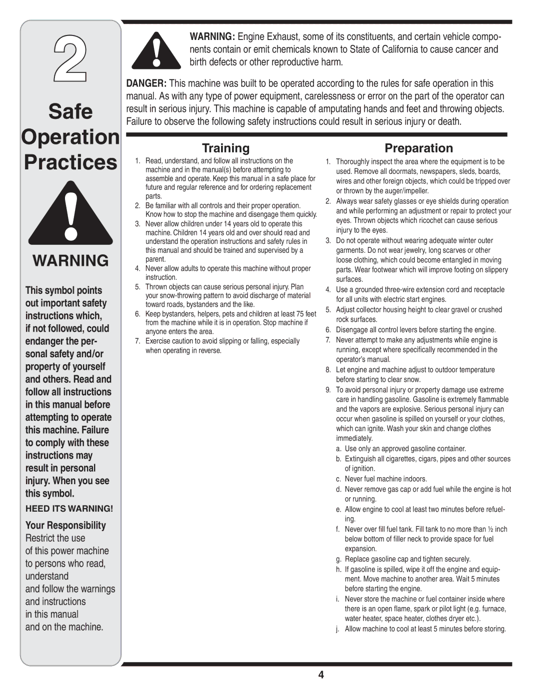 Bolens MTD warranty Safe Operation 