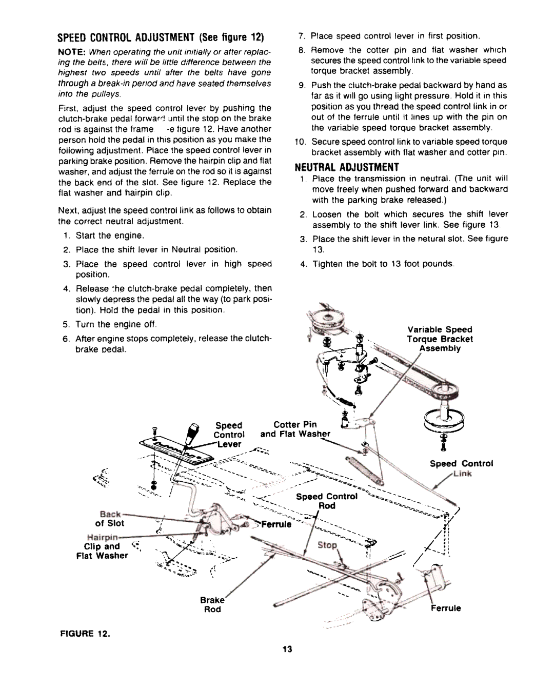 Bolens MTD7122B09 manual Neutraladjustment, ~-~, Rod 