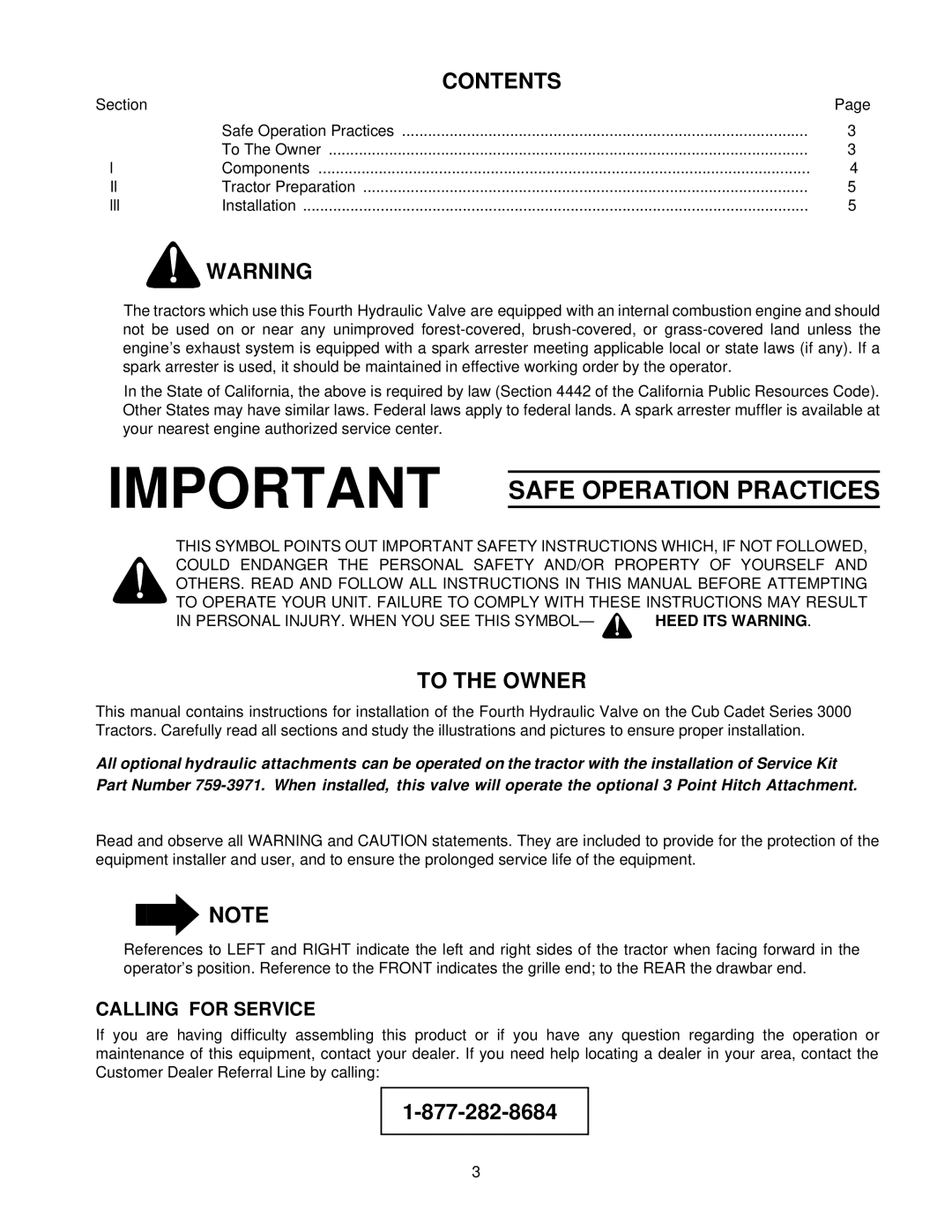 Bolens Series 3000 installation instructions Safe Operation Practices 